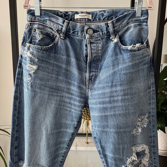 Moussy Vintage Plymouth Straight Blue High Rise Distressed Jeans Women's Size 28 - Picture 4 of 13